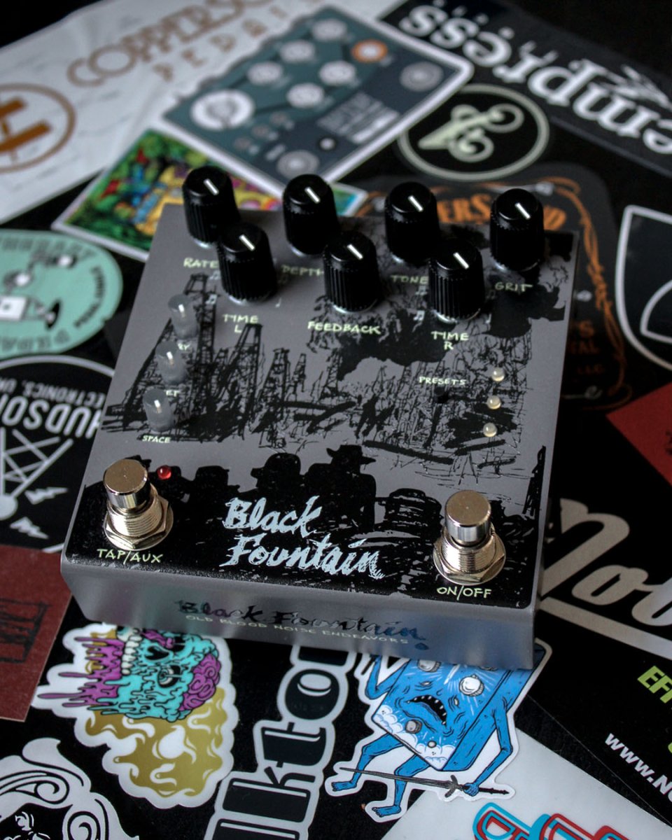 Black Fountain Stereo Delay FX Pedal Slate | Old Blood Noise