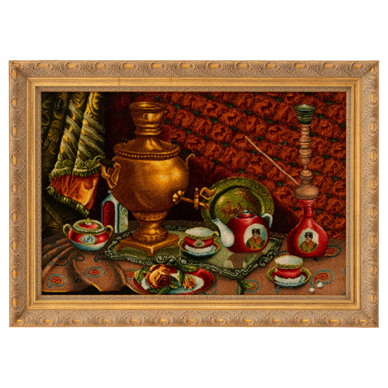 ペルシャ手織り絨毯 ウール＆シルク ピクチャー タブリーズ 額縁49