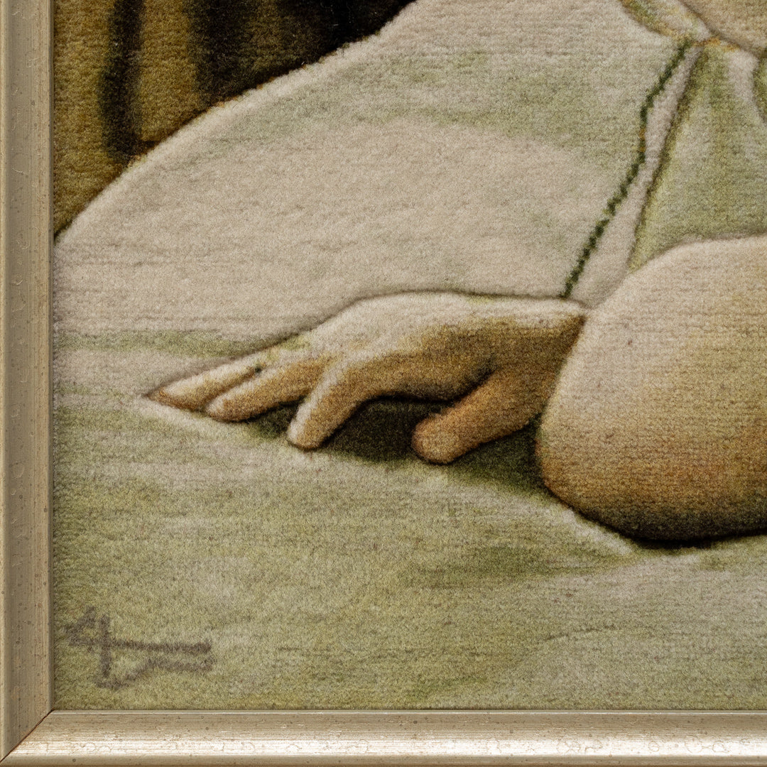 ペルシャ手織り絨毯 ウール＆シルク ピクチャー タブリーズ 額縁46