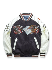 リバーシブル赤鬼 青龍 刺繍 シルク スカジャン -PESSOA CLUB