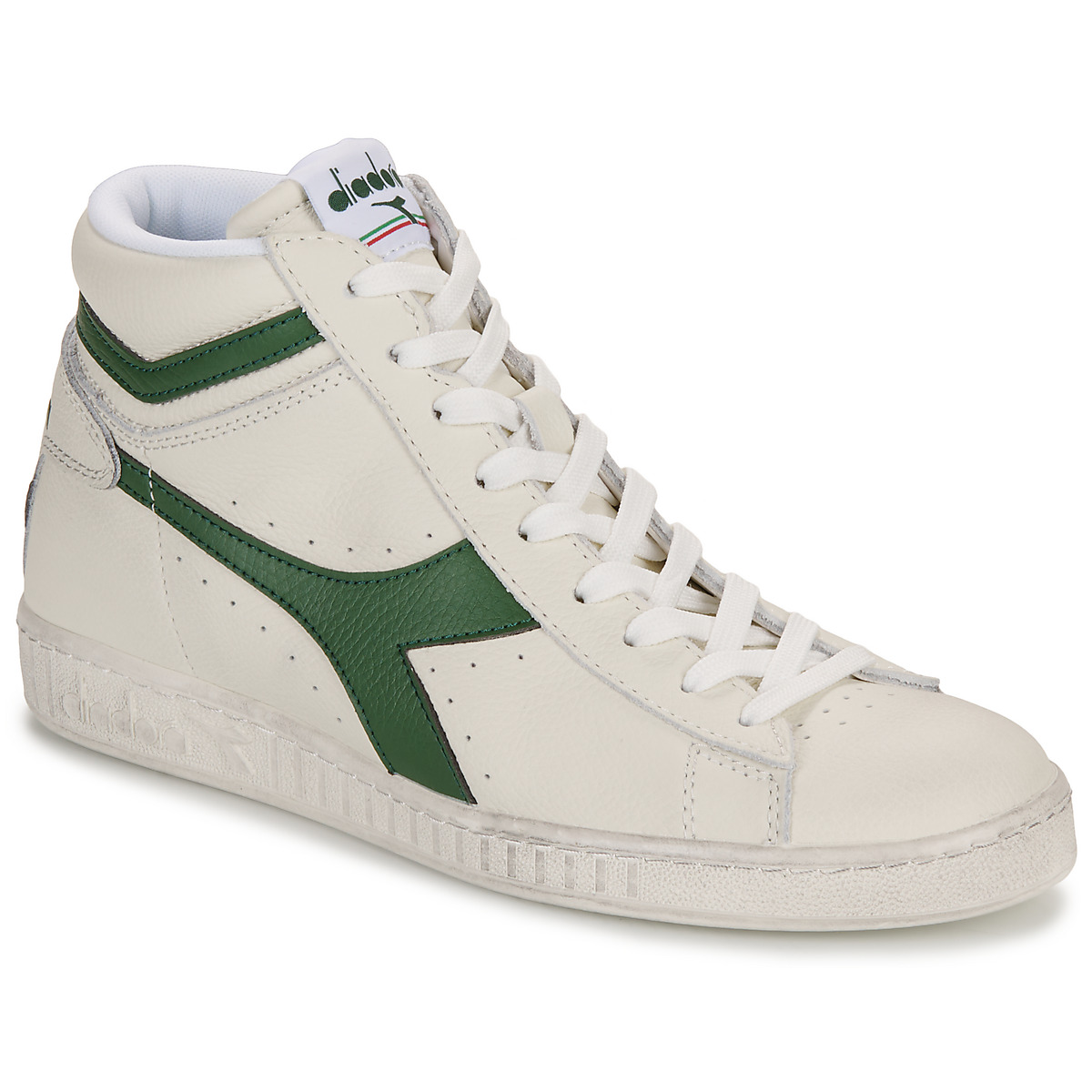 Diadora GAME L HIGH WAXED White / Green - Fast delivery | Spartoo