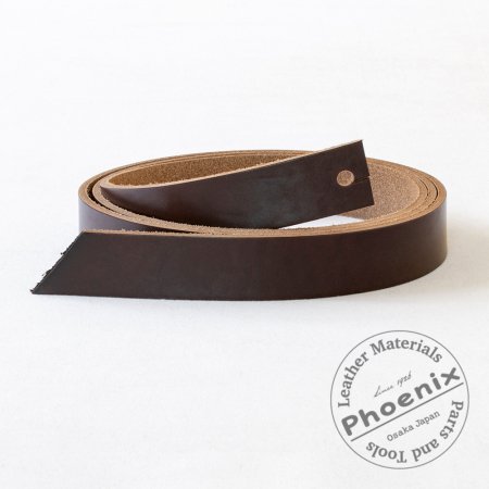 厚口クロムエクセル ベルト チョコ | ヌメ革と真鍮金具とレザー