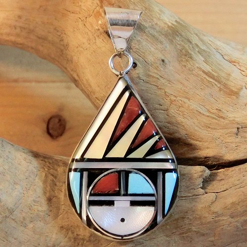 ズニ族：サンフェイス インレイ ペンダント トップ - PINE☆FIELD