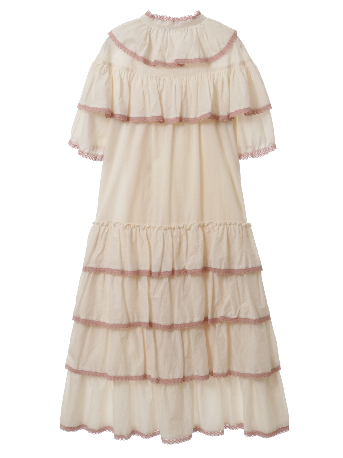 コットンローンレース前開きフリルワンピース｜ピンクハウス