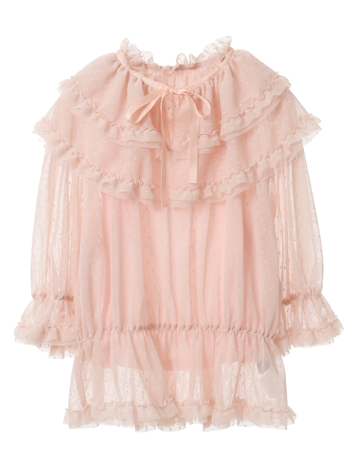 ドットチュールフリルギャザーブラウス｜ピンクハウスオフィシャル