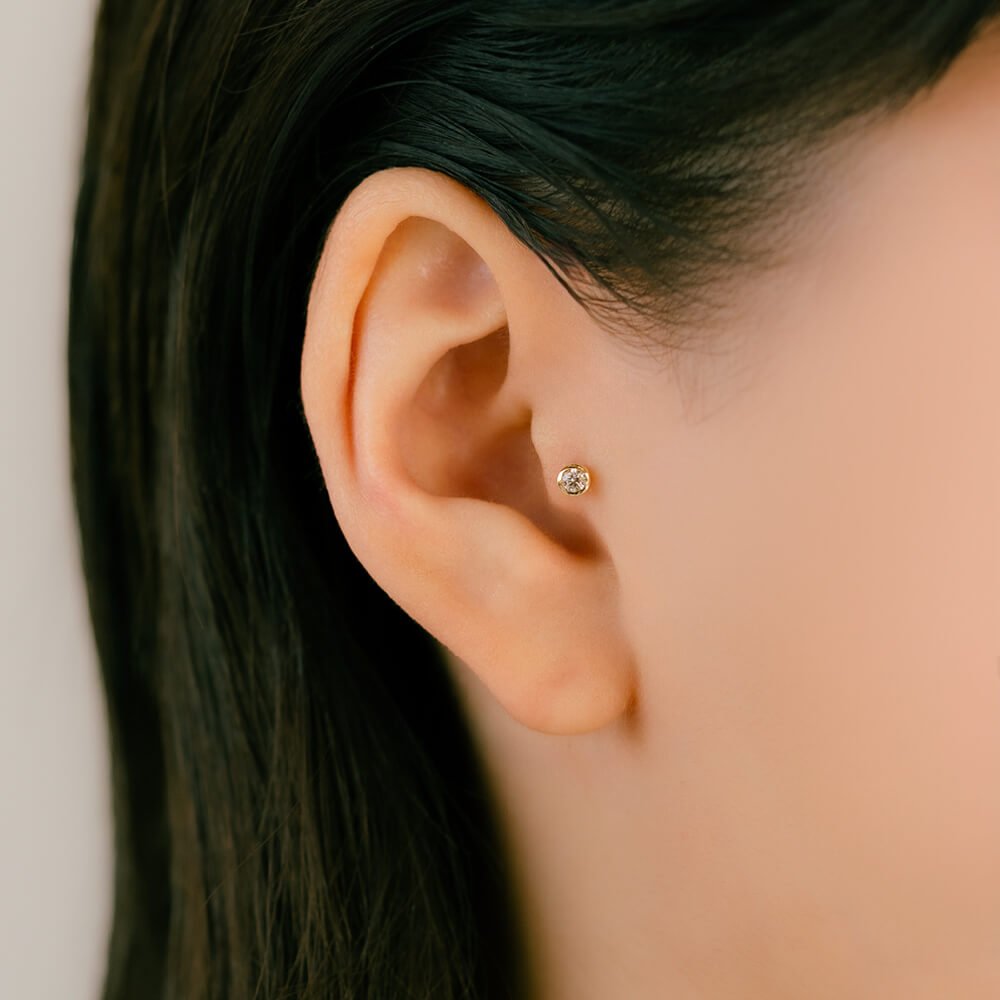 引っかからない・つけっぱなしピアス │K18/Pt ダイヤモンド 失くし