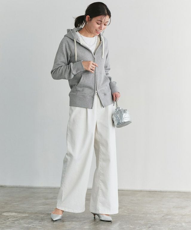 綿100％Wジップフード付きスウェットパーカー【スピード配送】