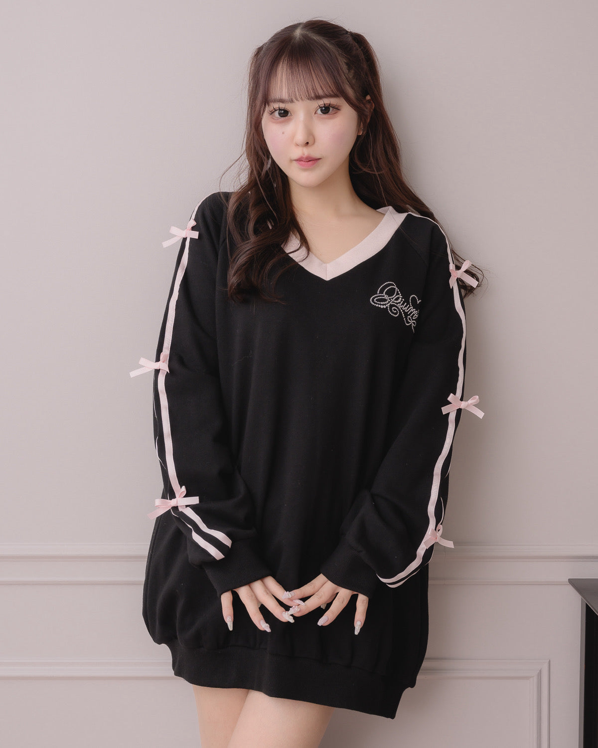 ビジューロゴリボンオーバーサイズスウェット – pium