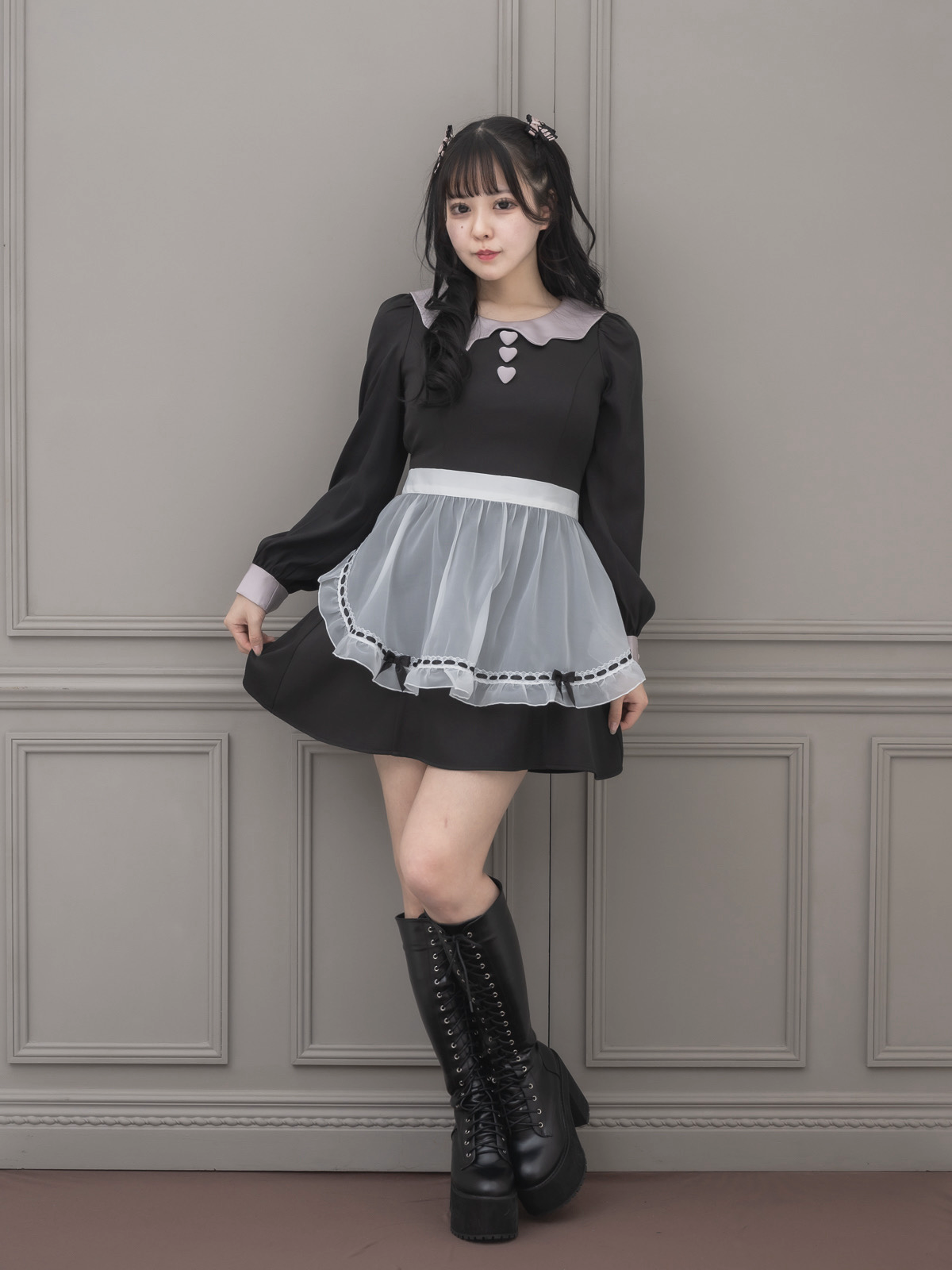 melty chocolate フリルエプロンワンピース – pium