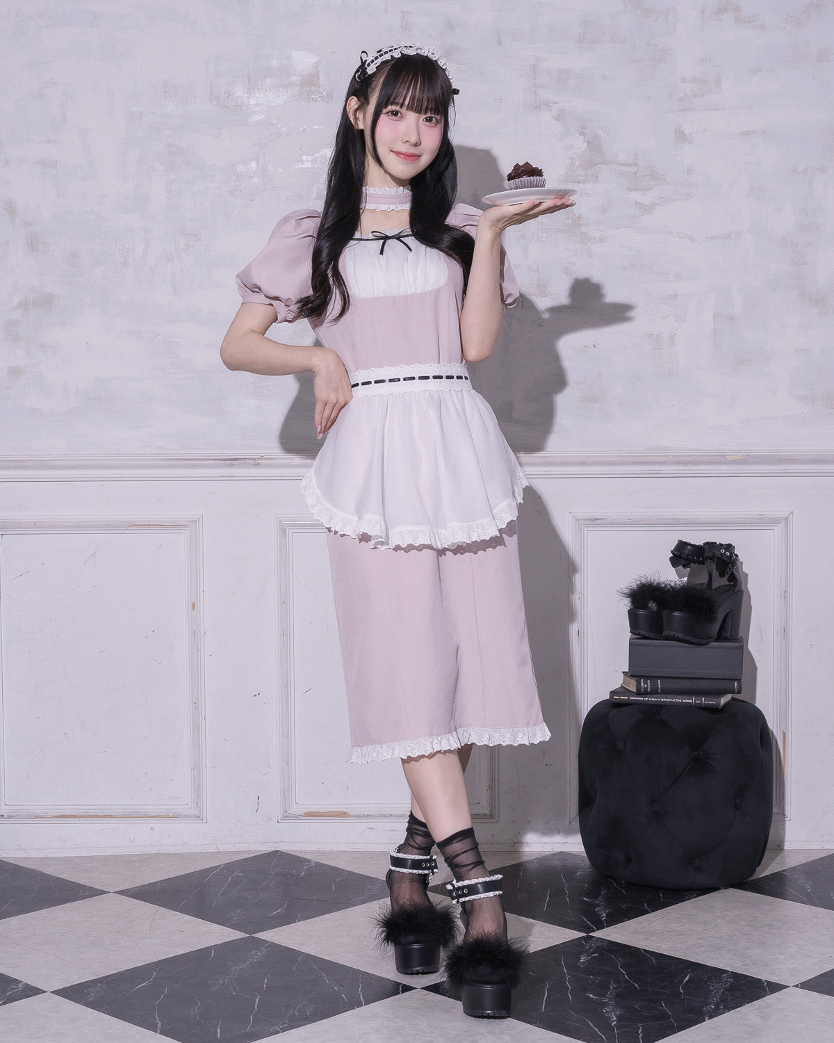 チョーカーフリルロングカフェワンピース – pium