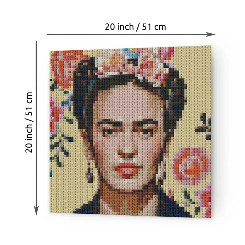 Frida Kahlo Yellow Portrait Pixel Art Brick Mosaic