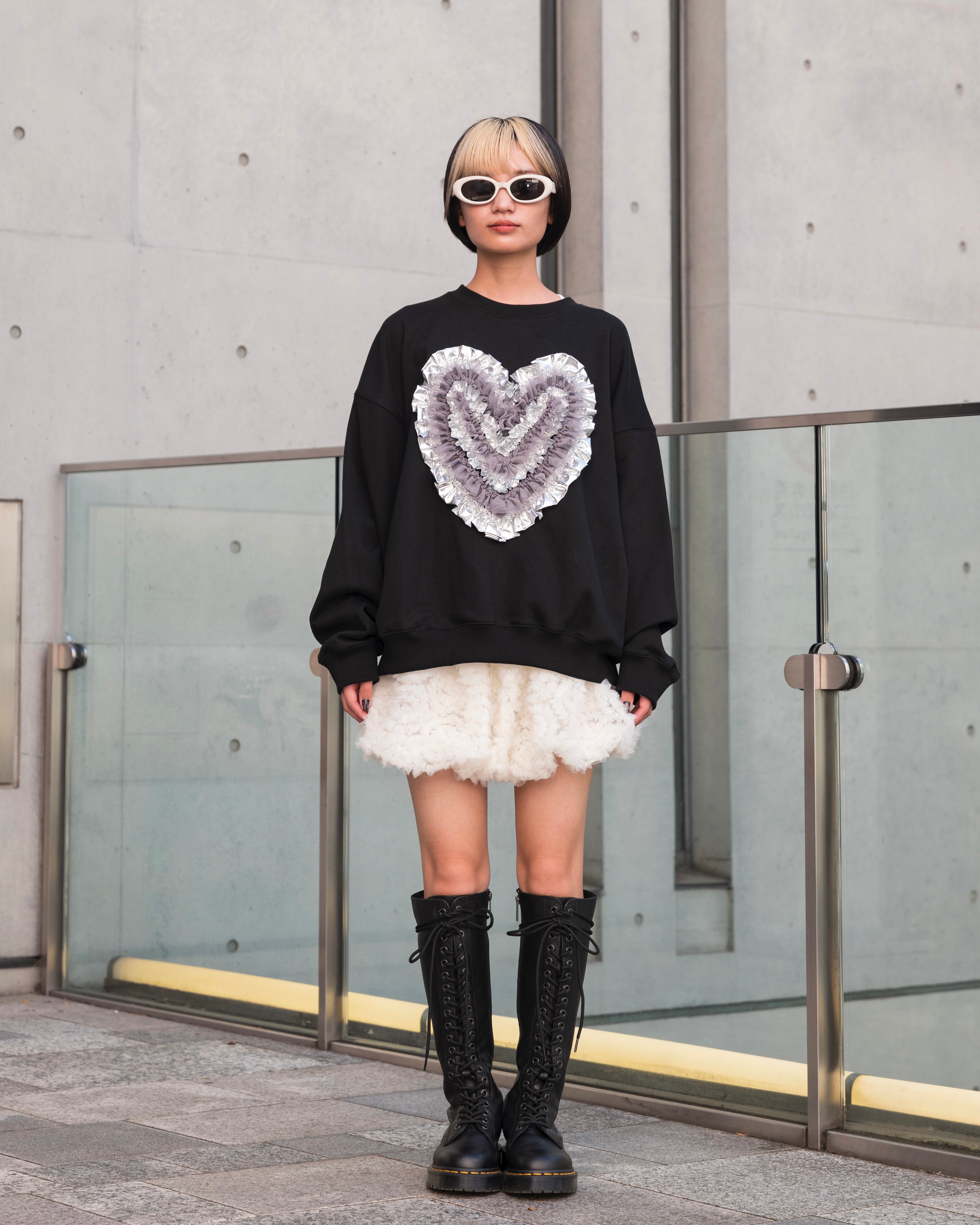 Heart tulle sweatshirt