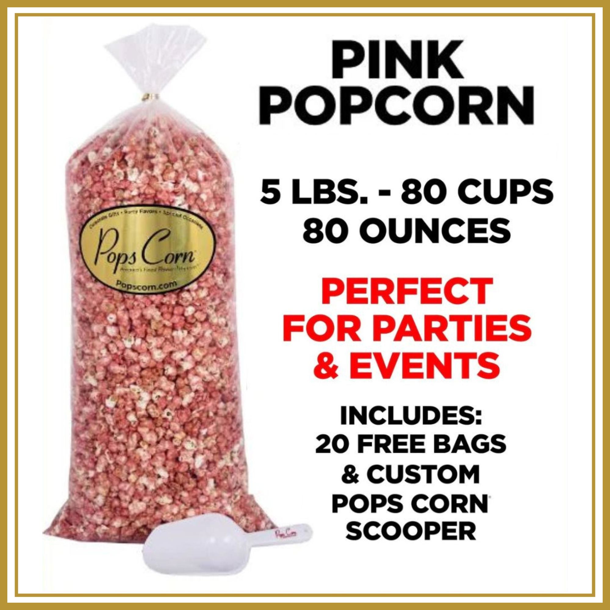 Bulk Pink Breast Cancer Awareness Popcorn Party Bag | 5lbs | Pops Corn