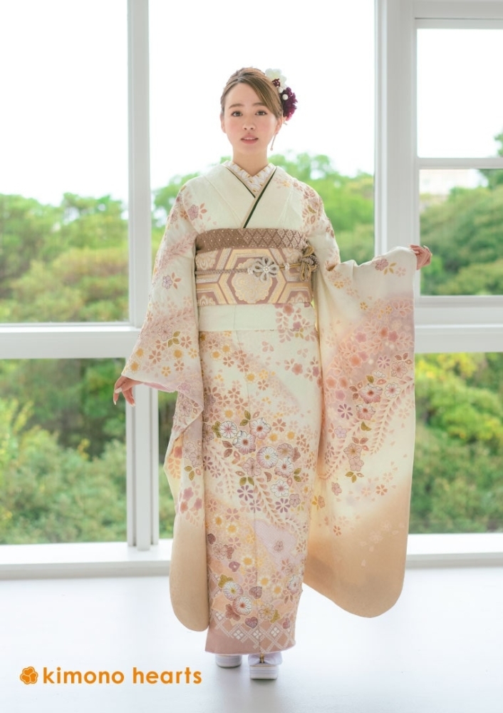 伝統古典】KH-408｜青緑に辻が花。上品で爽やかな古典柄振袖｜kimono