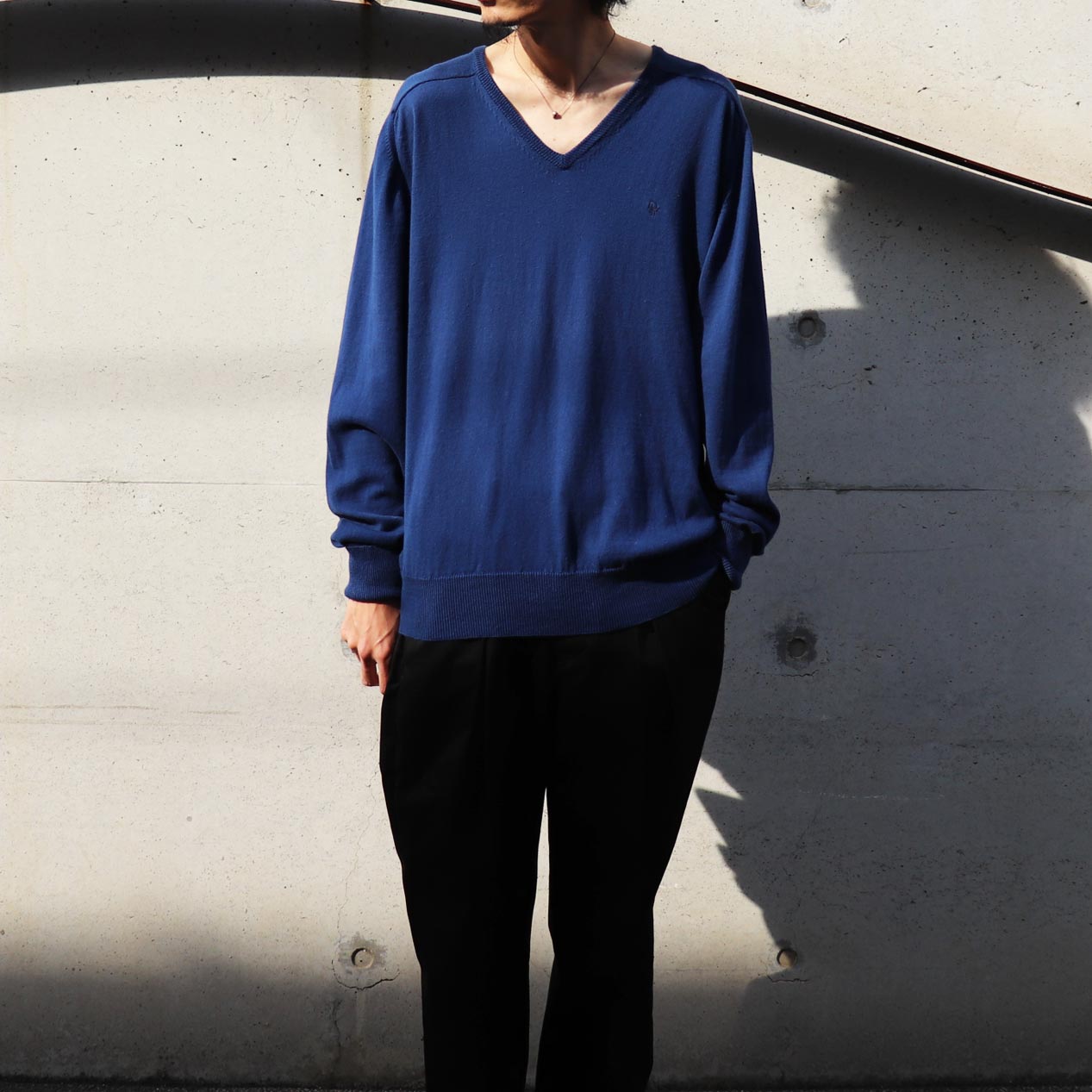 POST JUNK / 80's CHRISTIAN DIOR Vネック コットンサマーニット [L]