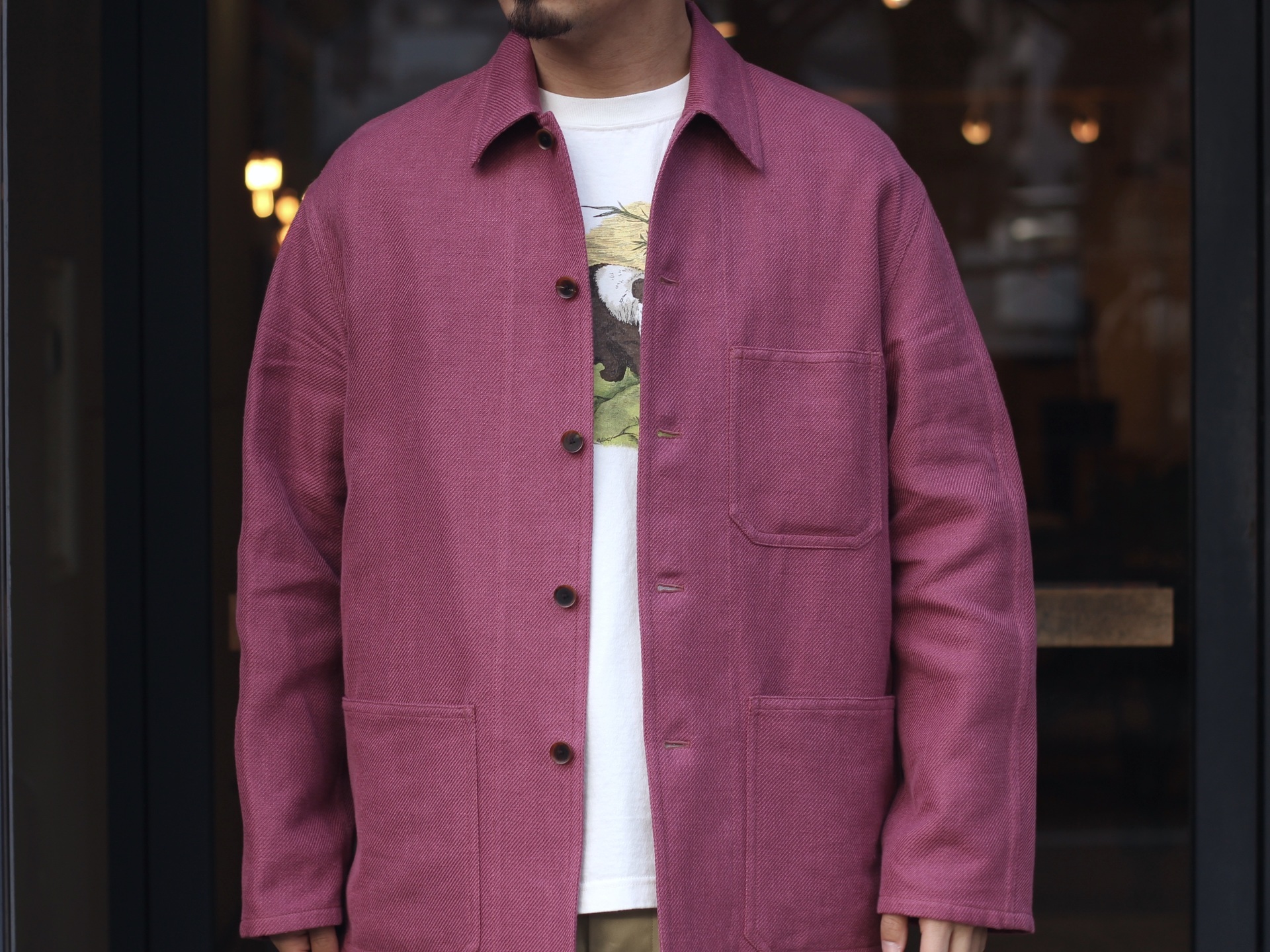 AURALEE - LINEN COTTON DOUBLE FACE BIG COVER-ALL: VIOLA STELLA