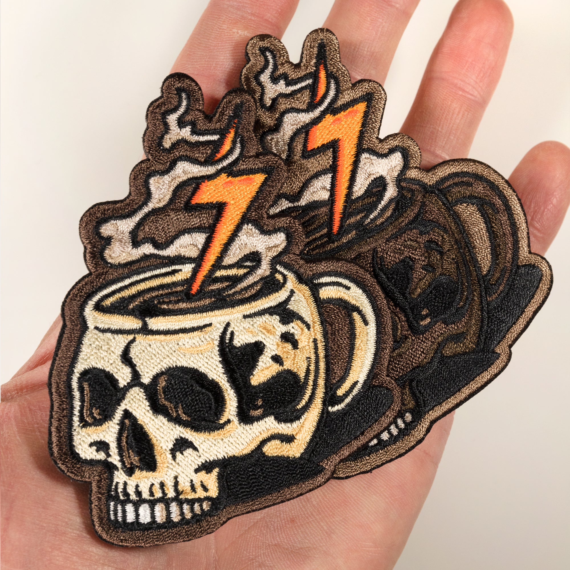 DEATH BEFORE DECAF - Skull Mug Coffee Patches - PS Patch Designs