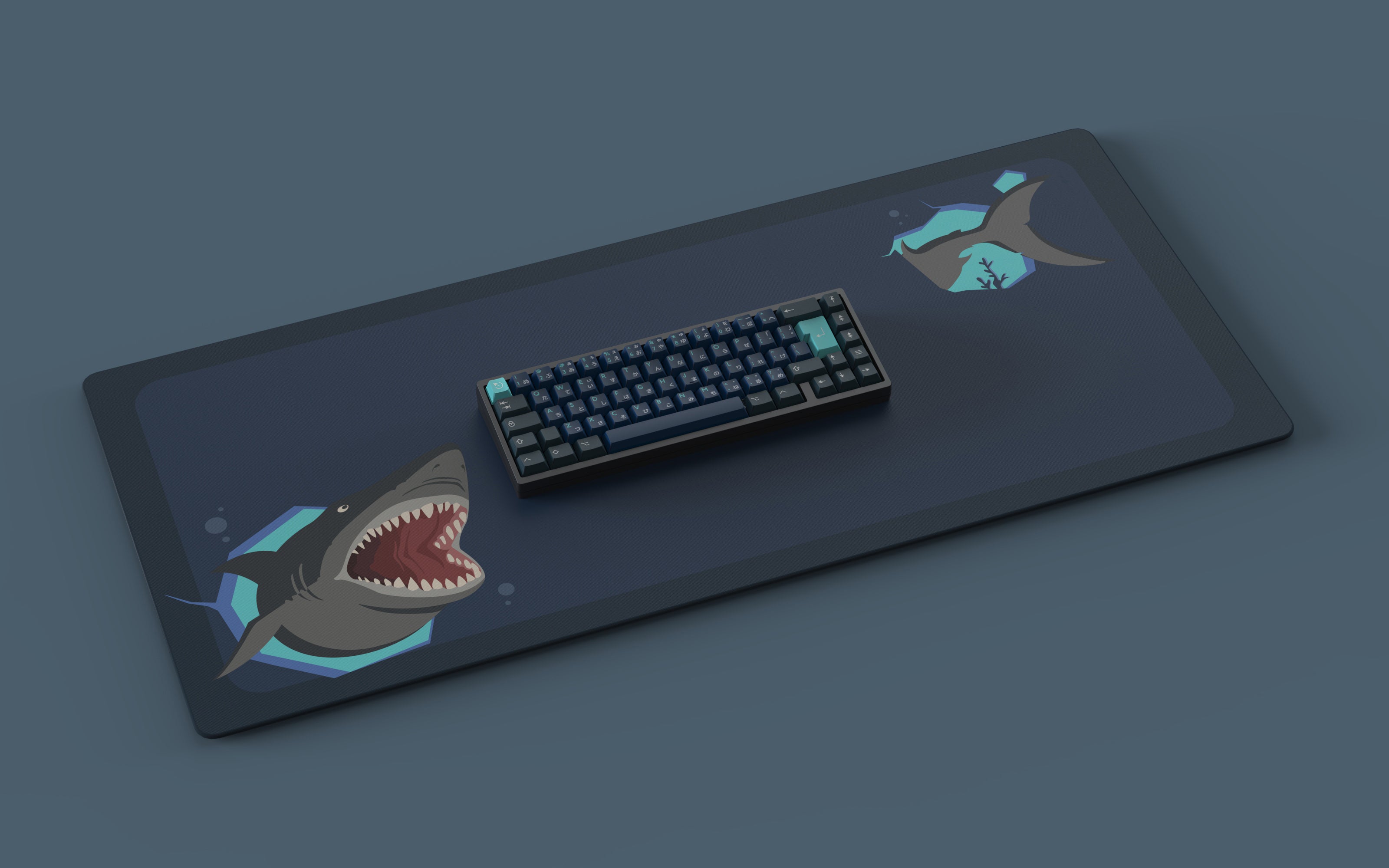 In Stock) PBTfans Deep Sea Predator Deskmat