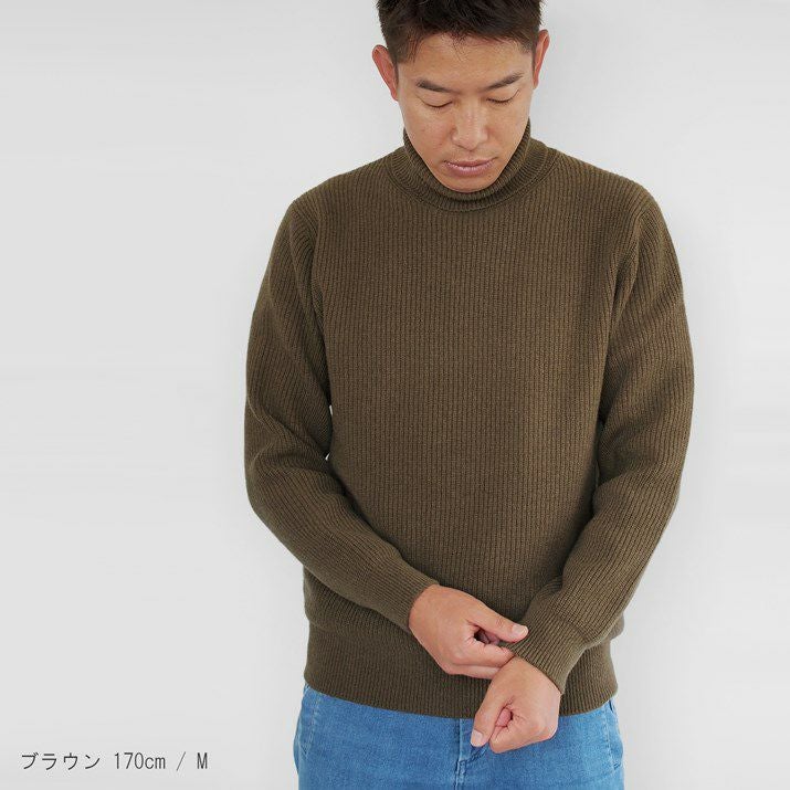 ウール100％メンズミドルゲージタートルネックセーター | Milestone