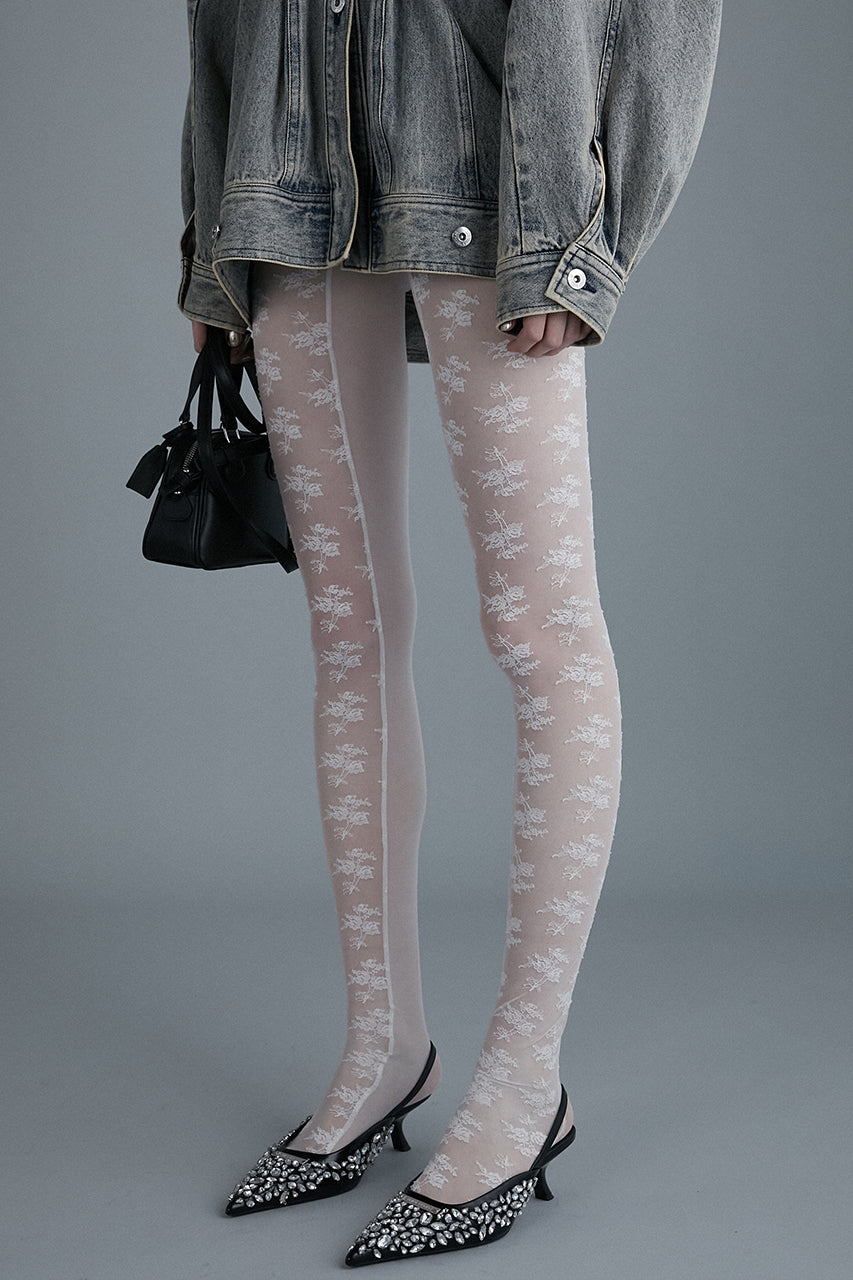 Flower Motif Lace Tights