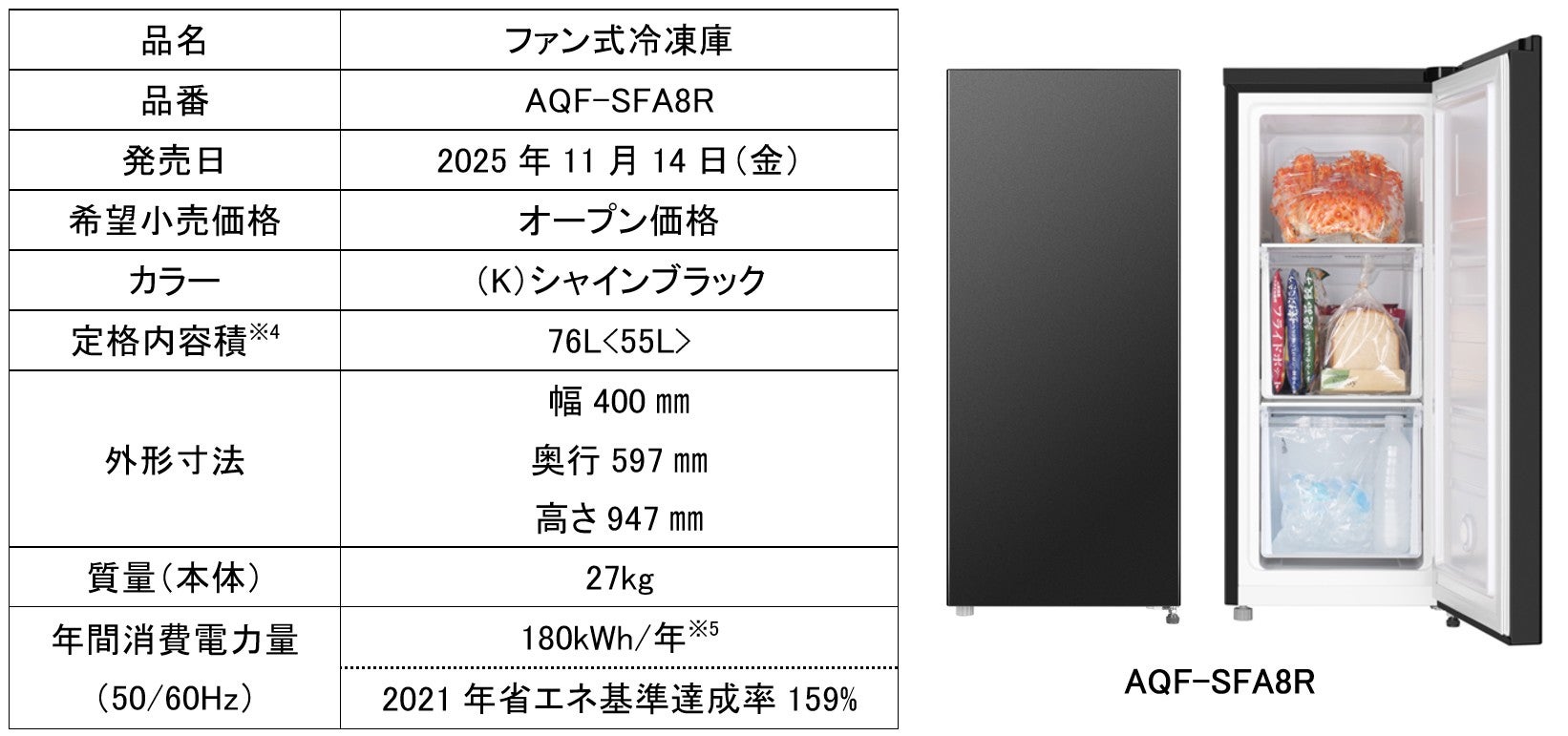 初めてのセカンド冷凍庫にもぴったりなAQUA最小モデルが誕生！AQUA