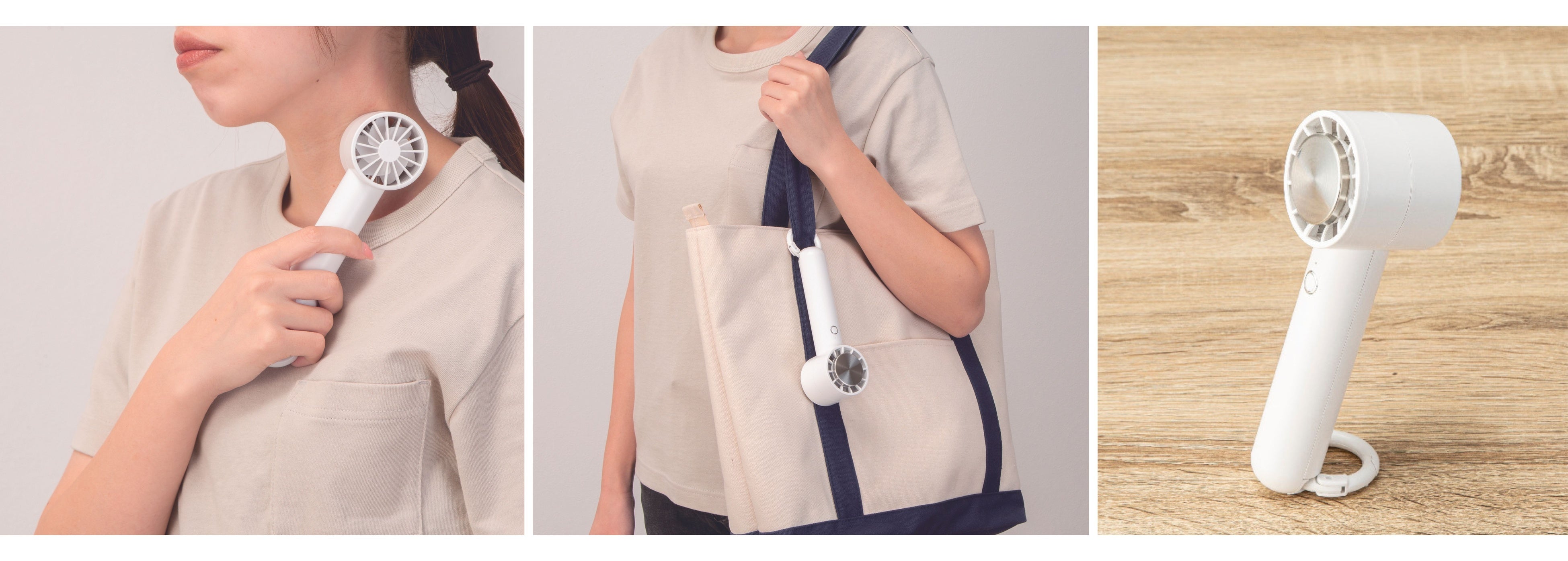 送風＋冷却プレートで猛暑対策！冷却プレート付カラビナ式ハンディ