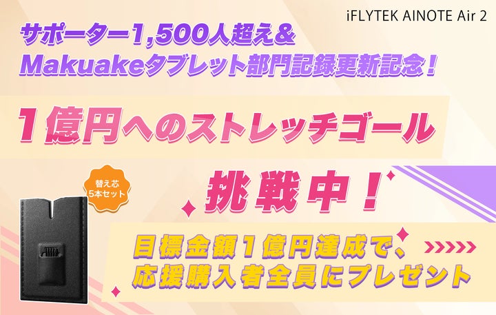 サポーター1,500人超え＆Makuakeタブレット部門記録更新記念！1億への