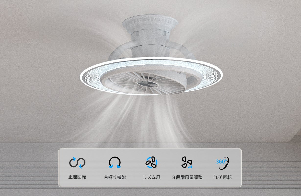 音声認識&スマホ操作可能 、6000lmの進化したシーリングファンライト