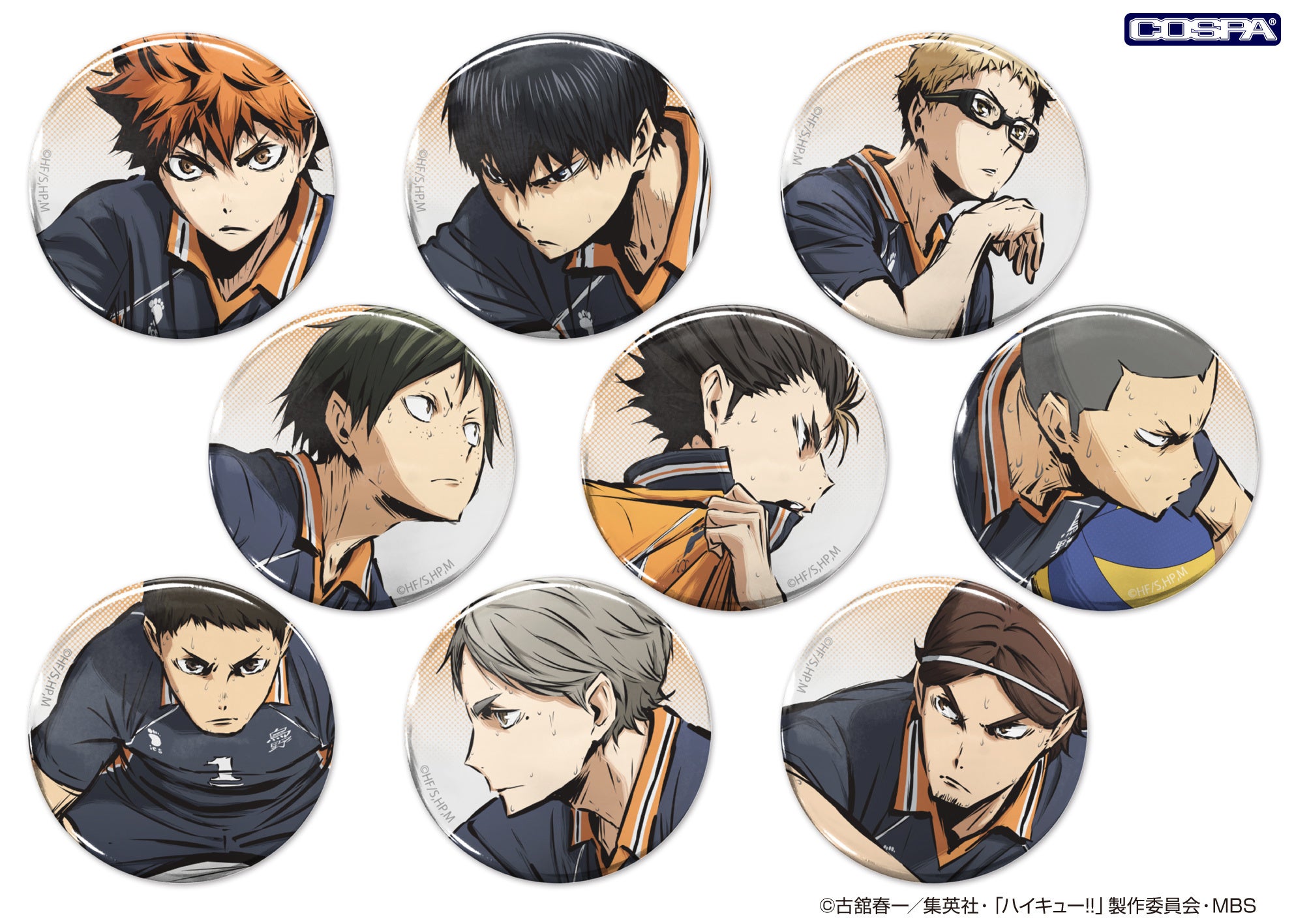ハイキュー!!』烏野メンバーの大きめサイズの缶バッジ、アクリル