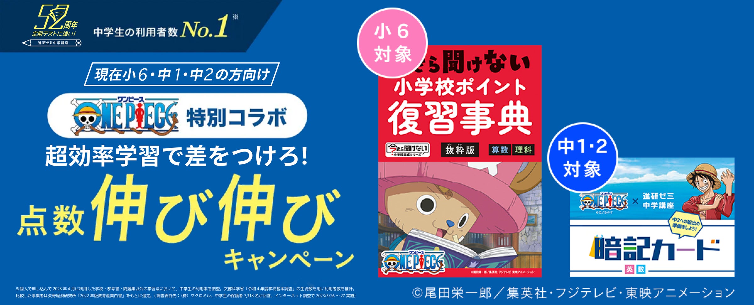 進研ゼミ中学講座」とアニメ『ONE PIECE』がコラボレーションし新中学1