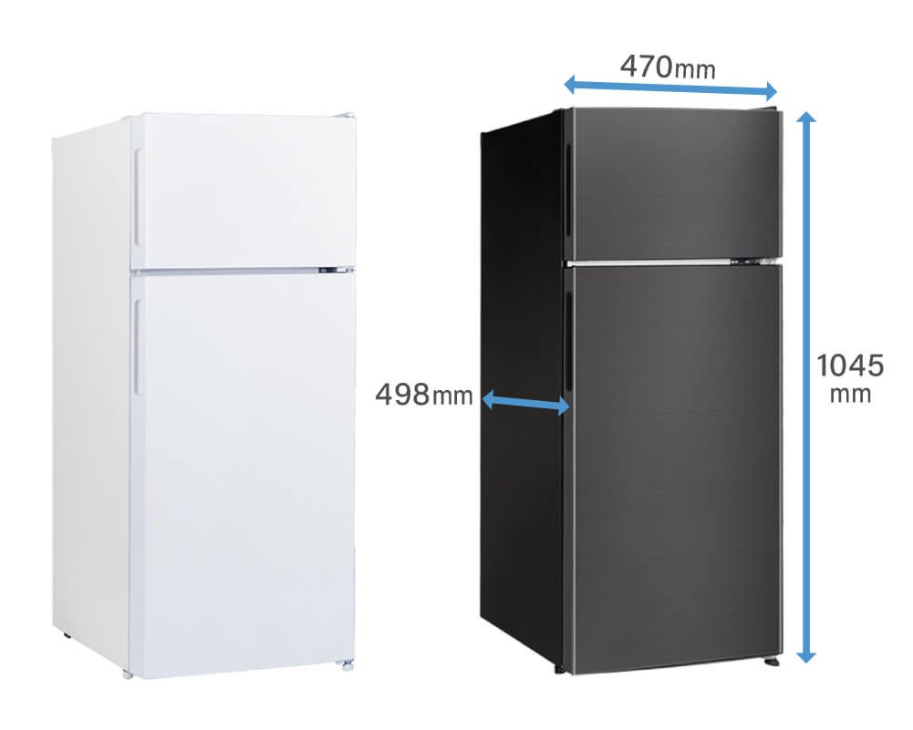 スリムで省スペース設置が叶う112L冷凍冷蔵庫と、冷蔵庫マットを