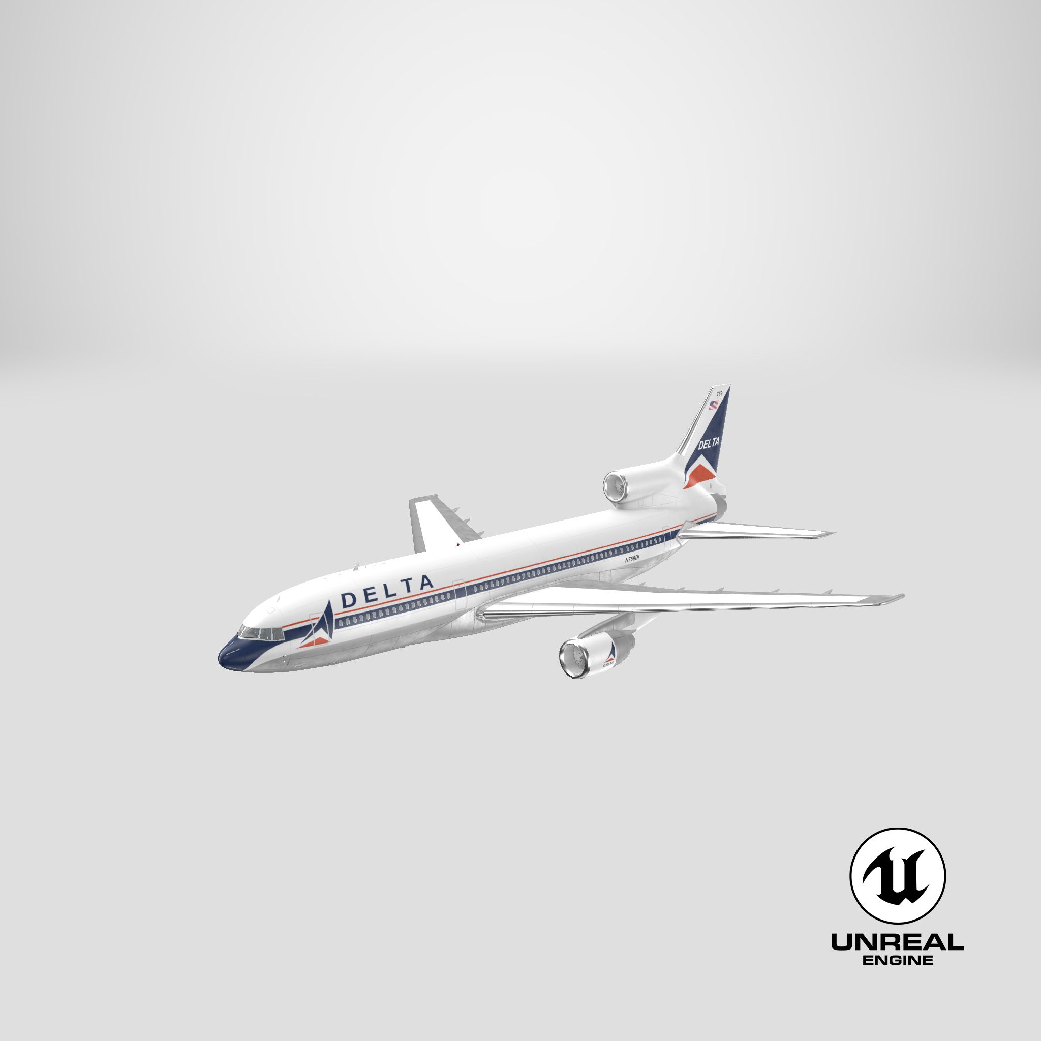 デルタ航空 ロッキード L-1011 トライスター フライト 3Dモデル $129