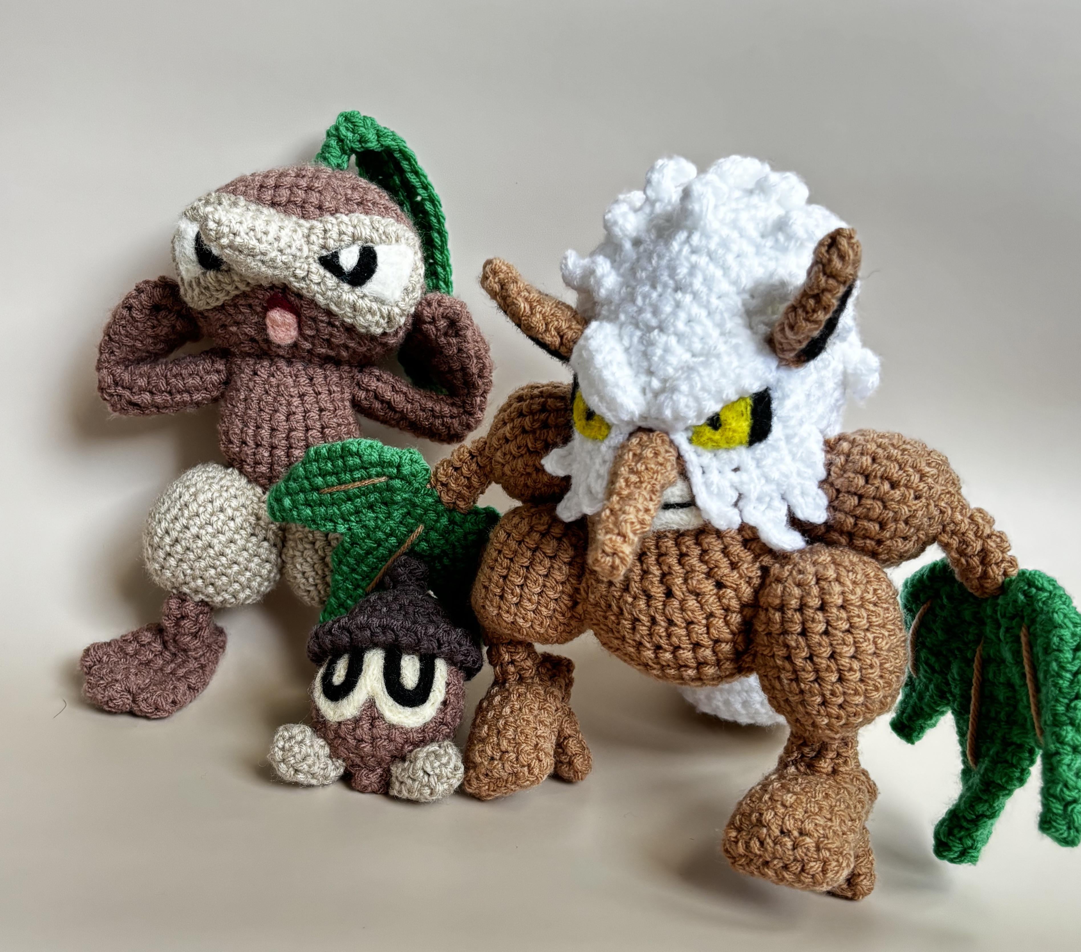 OC] Crocheted the Seedot-Nuzleaf-Shiftry evolution line! : r/pokemon