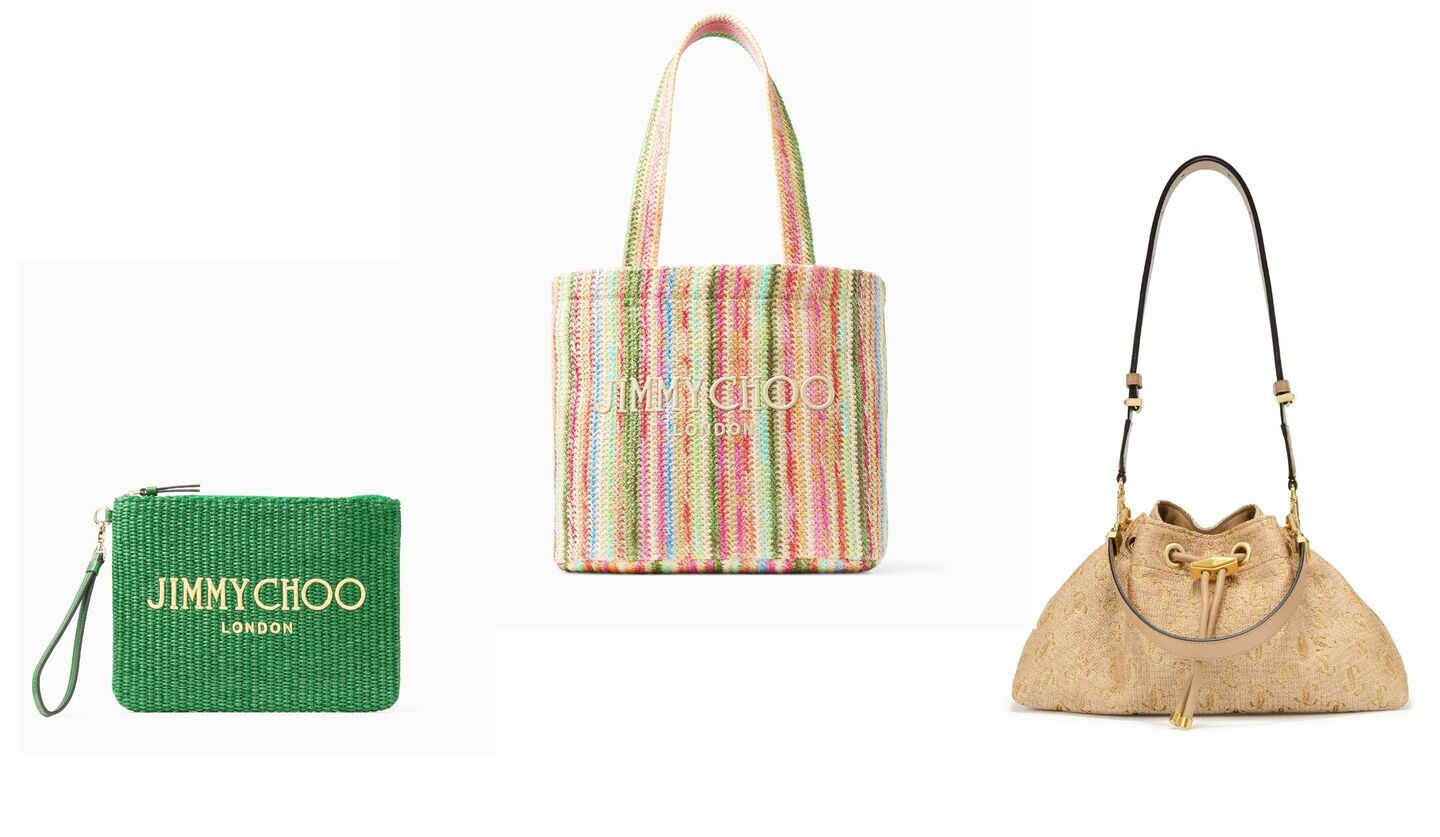 夏旅の相棒にしたい！ジミー チュウよりラフィア風素材のカラフルな