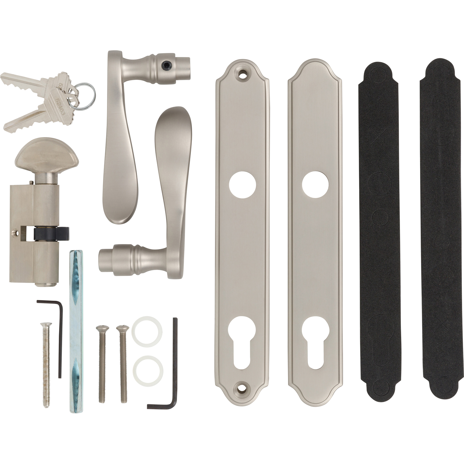 Windsor Keyed Swing Door Handle Set | Brushed Nickel Finish