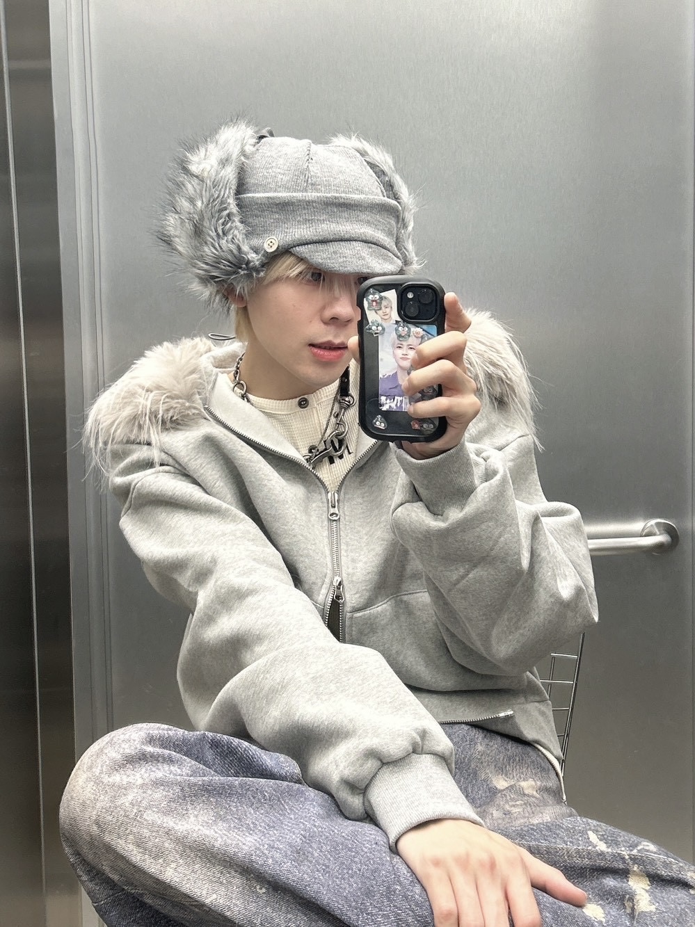 受注制【nmtc +】simple fur zip up hoodie 【エヌエムティーシー