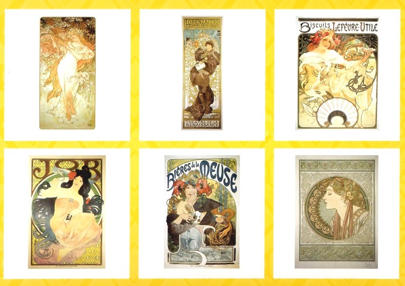 アルフォンス・ミュシャ ポスター6枚組みセット - 輸入ポストカードの