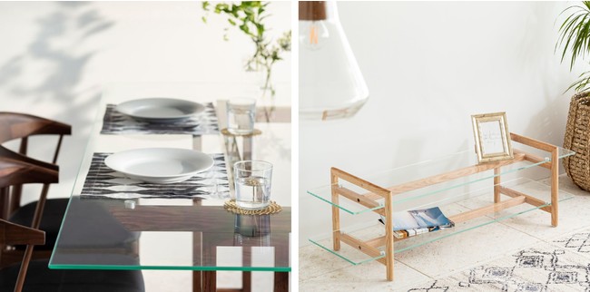 Kanademono新商品】Favricaより、空間に抜け感を与える木製脚のガラス