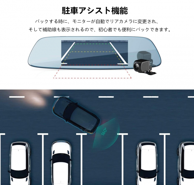 タッチセンサー式、駐車アシストなど多機能をサポートするミラー型