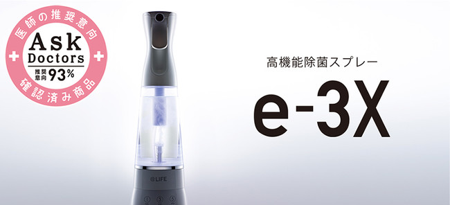 わずか1分、水道水だけで除菌液を作れる高機能除菌スプレー「e-3X