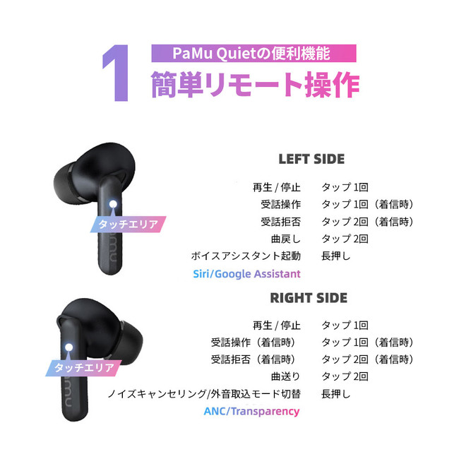 ☆新商品☆ ノイズキャンセリング 完全ワイヤレスイヤホン「PaMu Quiet