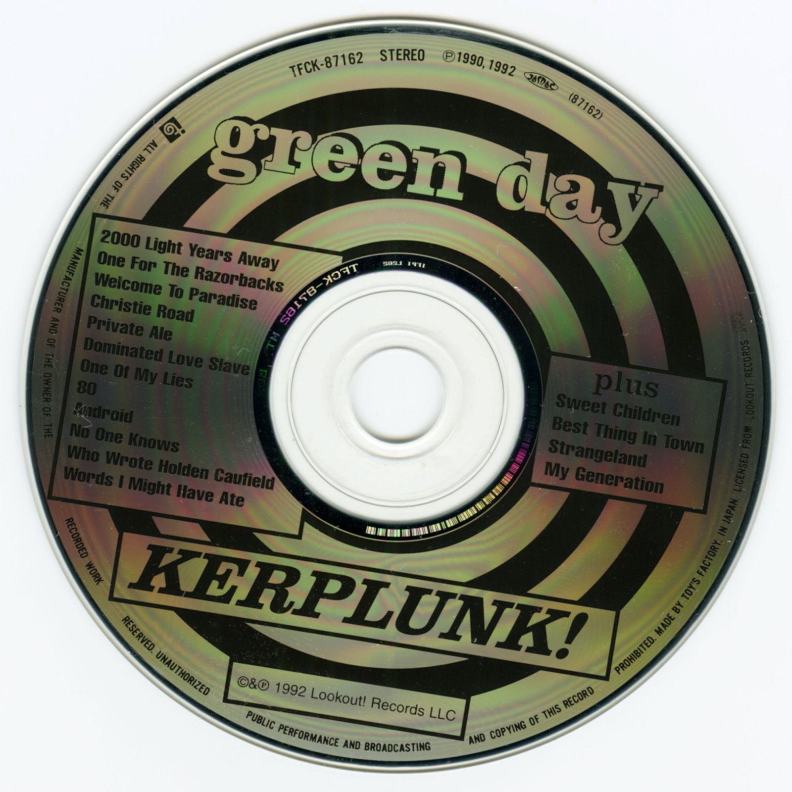 日本盤】Green Day / Kerplunk! [JPN Org,LP] [CD | Toy's Factory