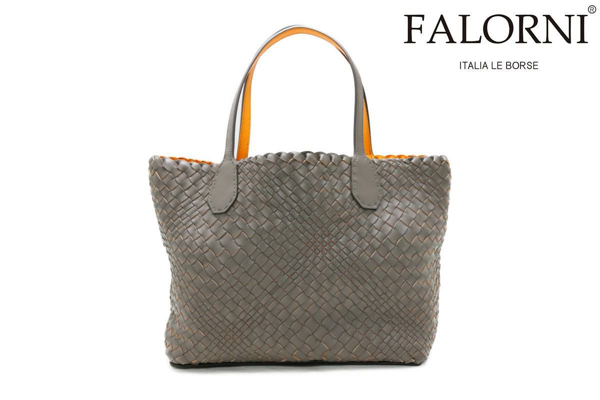 ファロルニ バッグ リバーシブルトートバッグ グレージュオレンジ