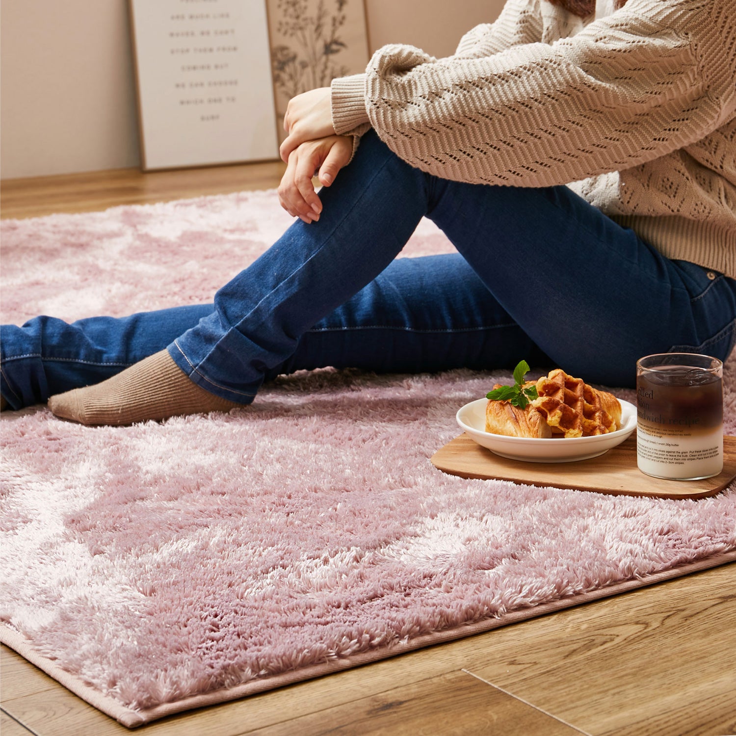 展示品□フクラ□マルチシャギーラグ□カーペット□パープル