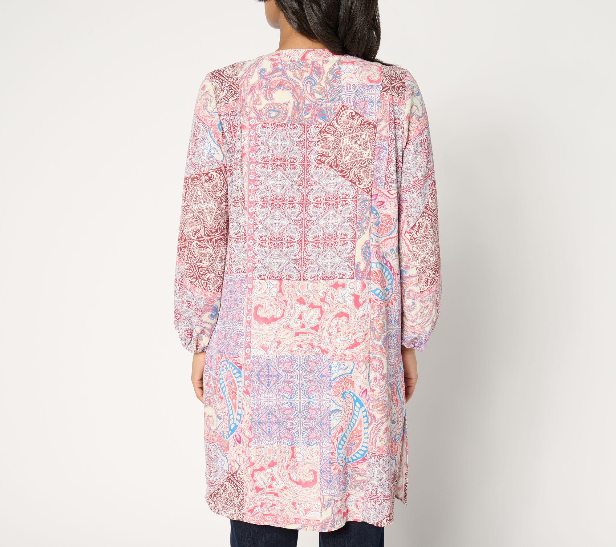 Susan Graver Passport Printed St. Tropez Woven Duster - QVC.com