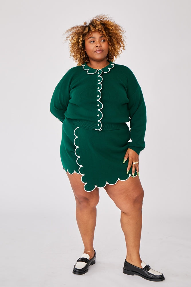 Green Cropped Collared Cardigan - RachelAntonoff.com