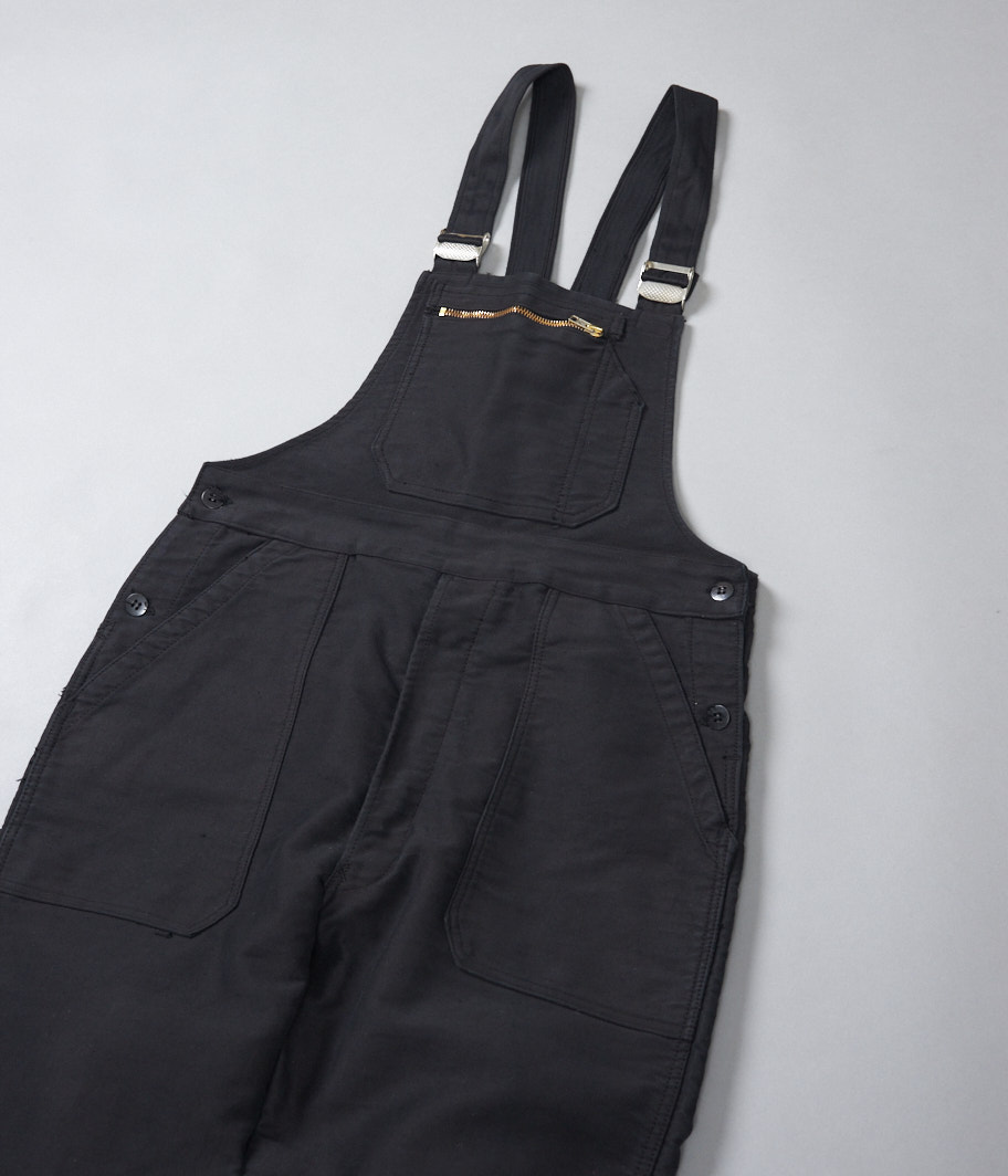モールスキンフレンチワークオーバーオール［Overdye / BLACK