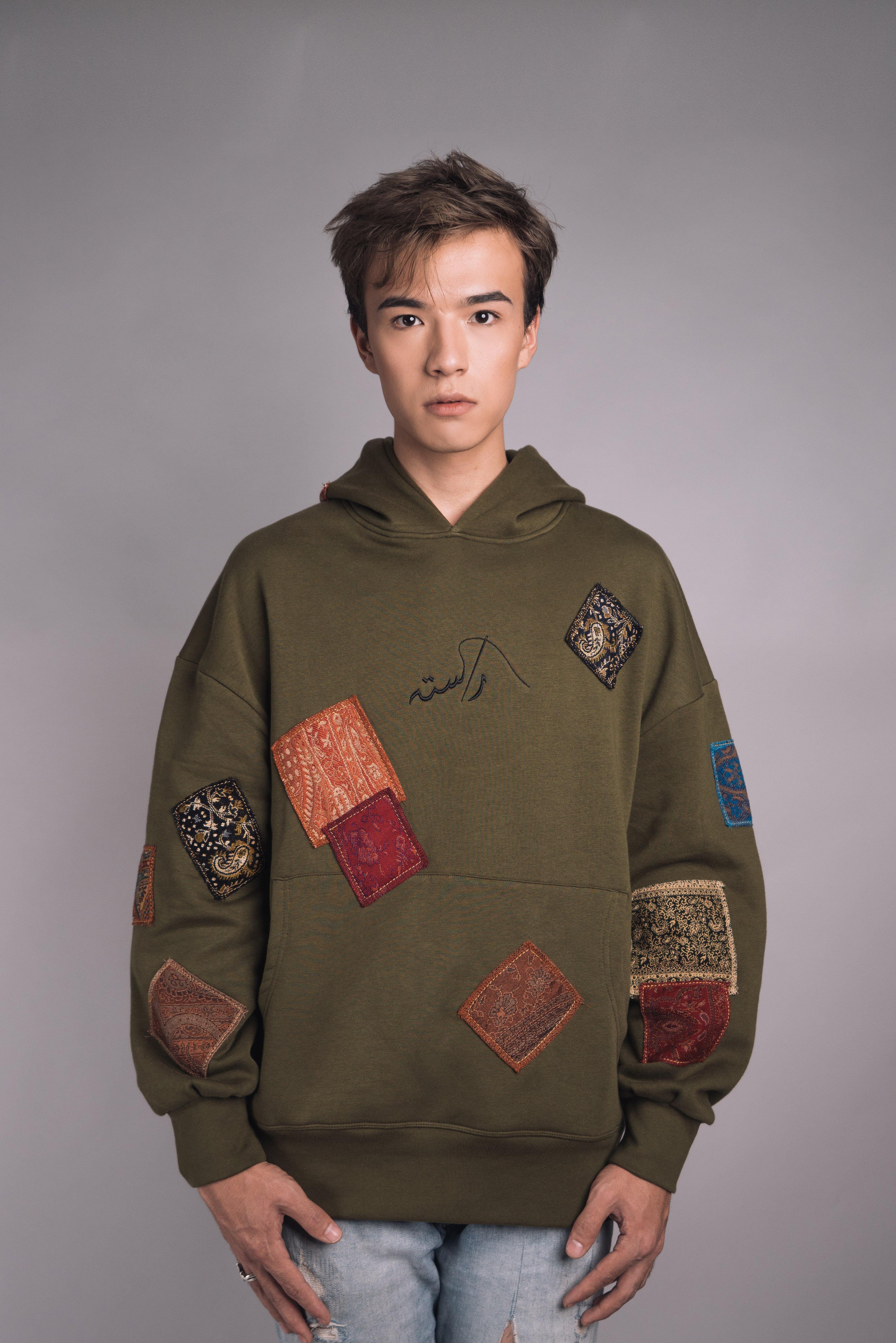 Olive Green Jamawar Patchwork Hoodie – Rastah