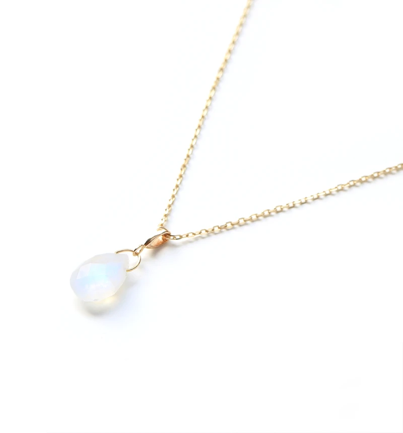 6月誕生石 K10 ムーンストーン(平ドロップ) ネックレスチャーム