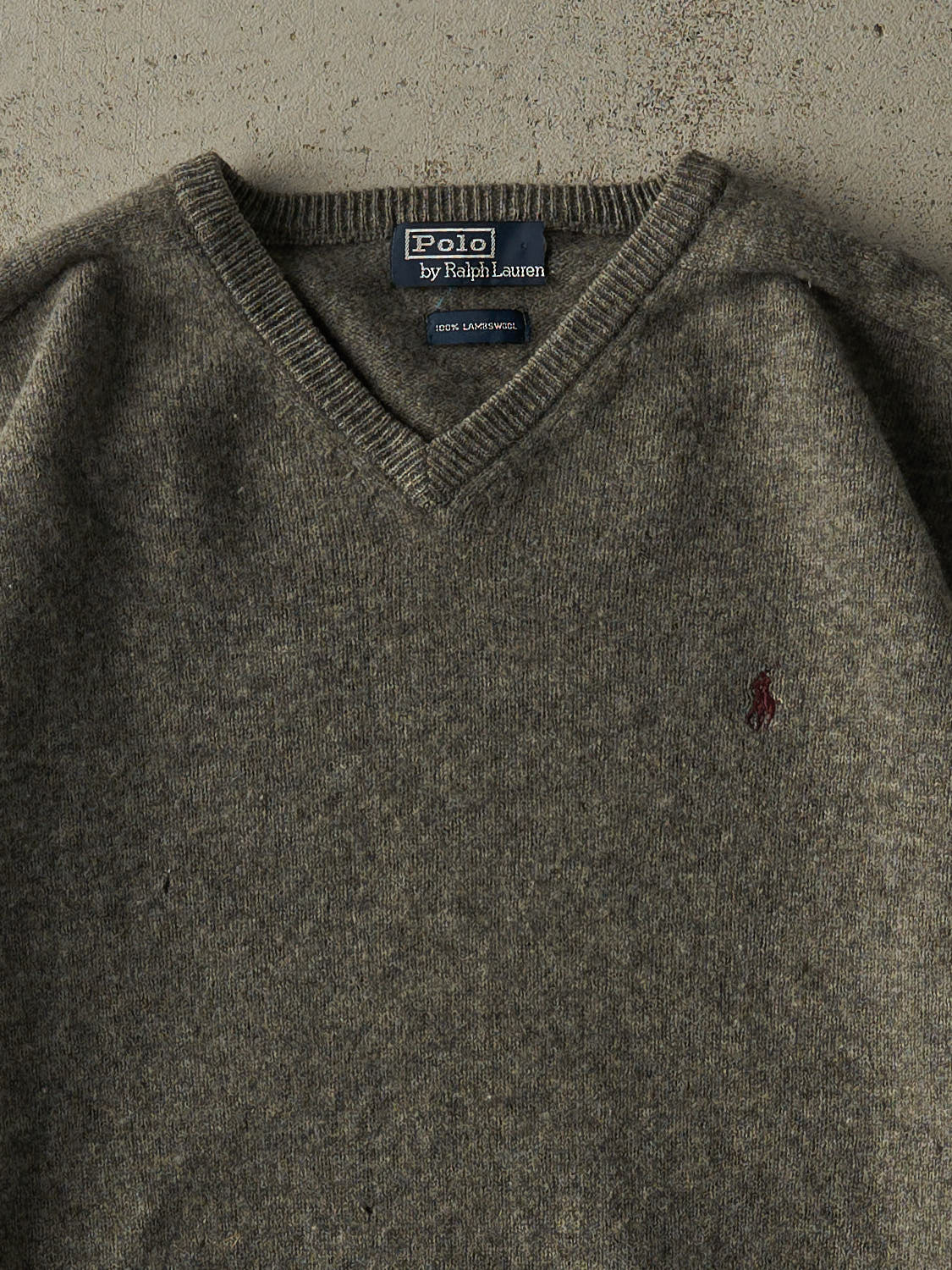 Vintage 90s Grey Polo Ralph Lauren Lambs Wool Boxy Knit (S/M